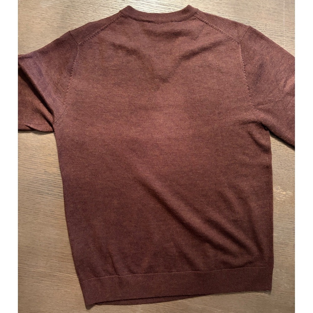 Turnbury Mens Extra Fine Merino Wool V-Neck Sweater Brown Heather Size M - Picture 5 of 5